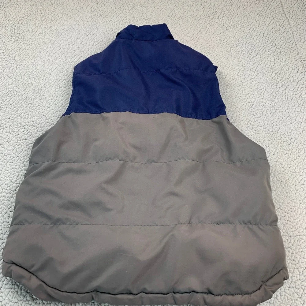 St. Johns Bay Puffer Vest Mens L Blue Grey Colorblock‎ Quilted Full Zip